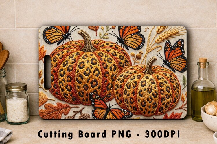 Leopard Pumpkin Butterfly Cutting Board PNG example image 1