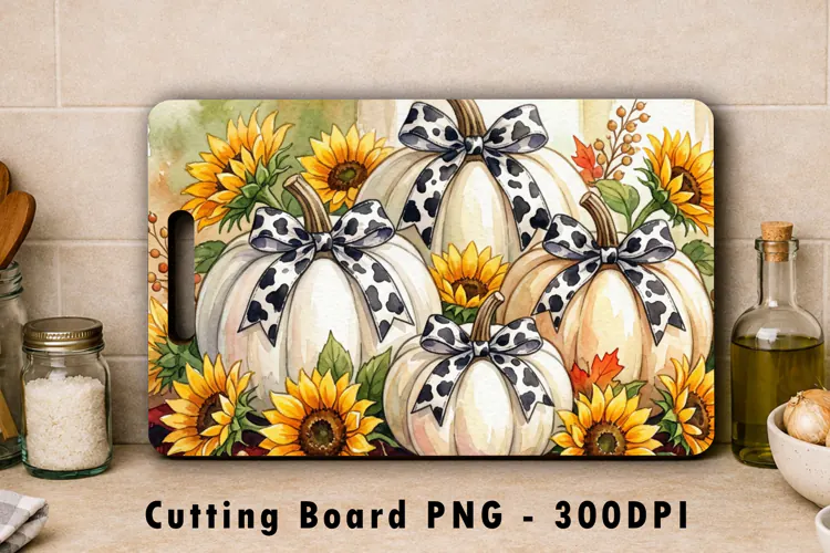 Pumpkin Cutting Board PNG Fall Sublimation Art