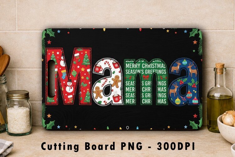 Christmas Mama Cutting Board Sublimation PNG Design example image 1