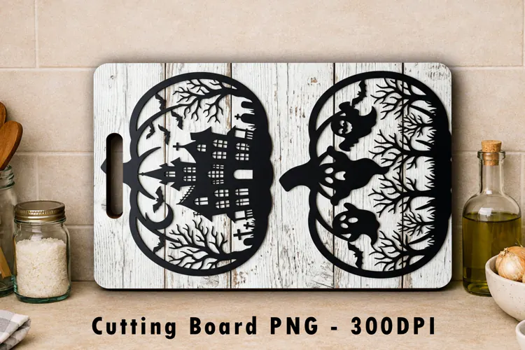 Spooky Halloween Cutting Board PNG Sublimation Design