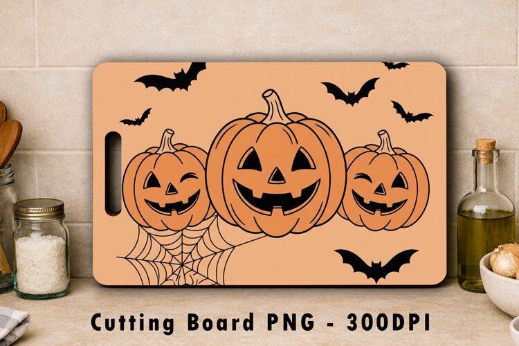 Spooky Pumpkin Jack-O-Lantern Cutting Board PNG example image 1
