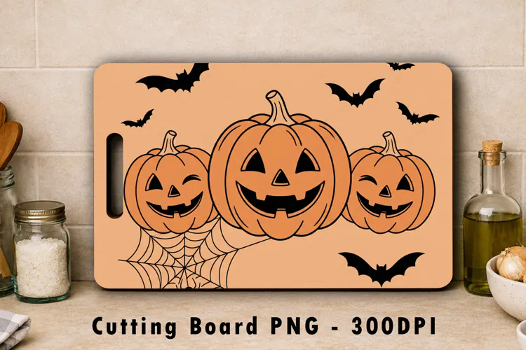Spooky Pumpkin Jack-O-Lantern Cutting Board PNG