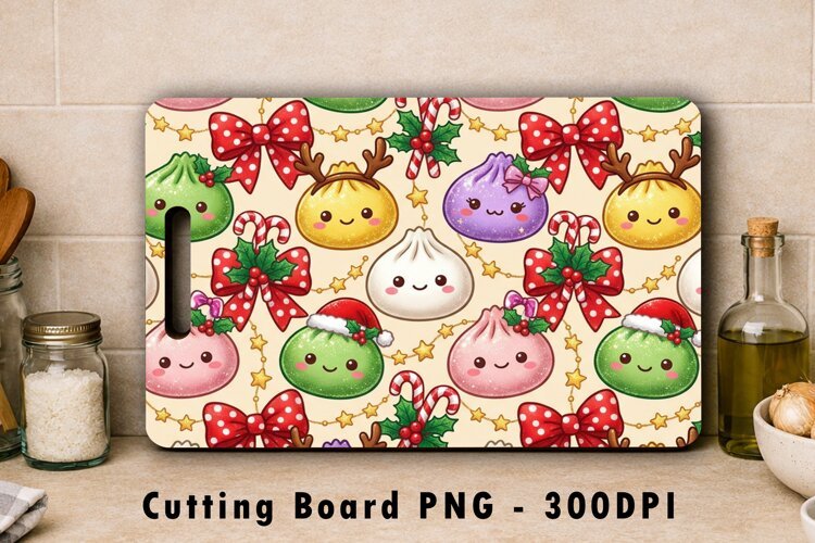 Christmas Dumpling Cutting Board PNG Sublimation Design example image 1