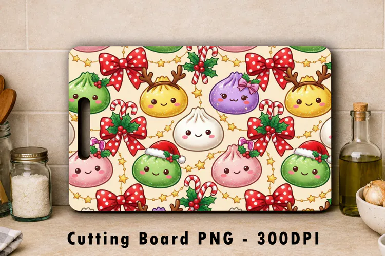 Christmas Dumpling Cutting Board PNG Sublimation Design