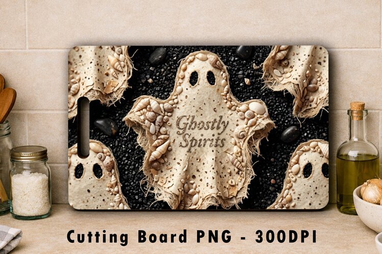 Coastal Ghost Halloween Cutting Board PNG Sublimation Design example image 1