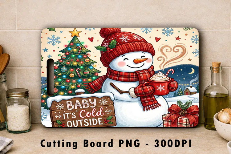 Baby Its Cold Outside Snowman Cutting Board PNG Design