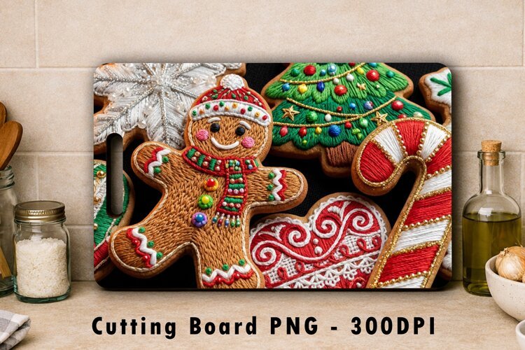 Gingerbread Cookies Cutting Board Sublimation PNG example image 1