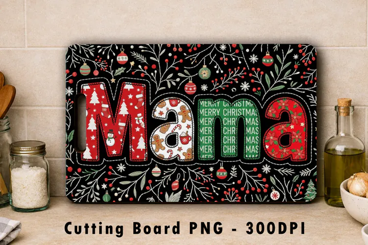 Christmas Mama Cutting Board PNG Sublimation Design