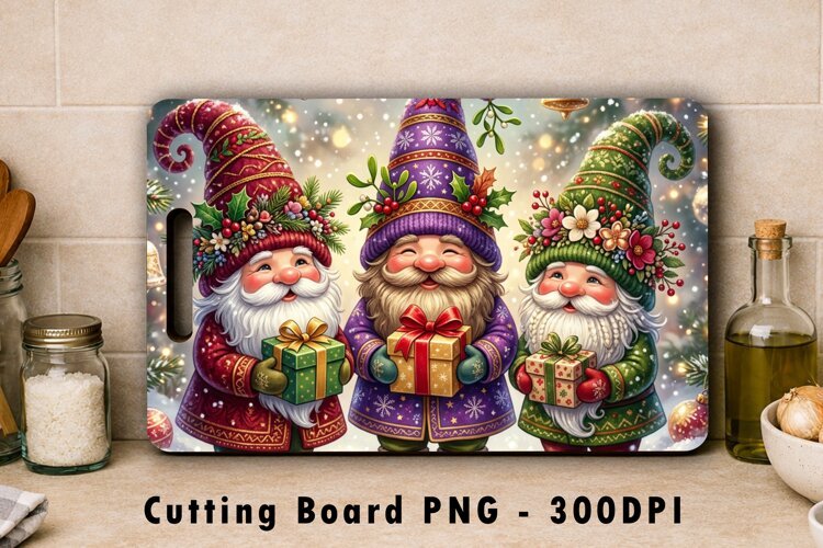 Christmas Gnomes Cutting Board PNG Sublimation Design example image 1