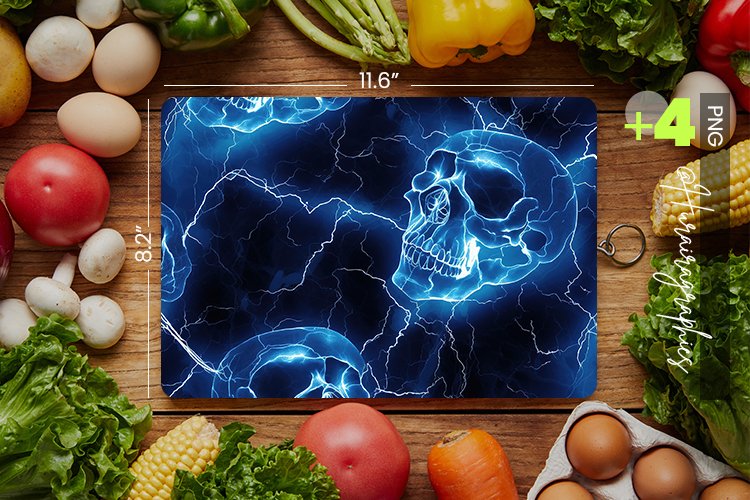 Neon Skulls Cutting Board Design - 04 Variations