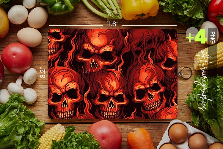 Scary Skulls Cutting Board Design - 04 Variations