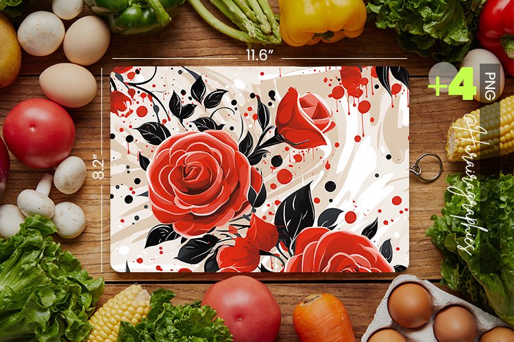 Painted Rose Cutting Board Design - 04 Variations
