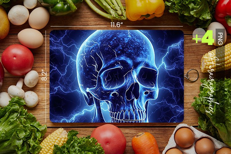 Neon Skulls Cutting Board Design - 04 Variations