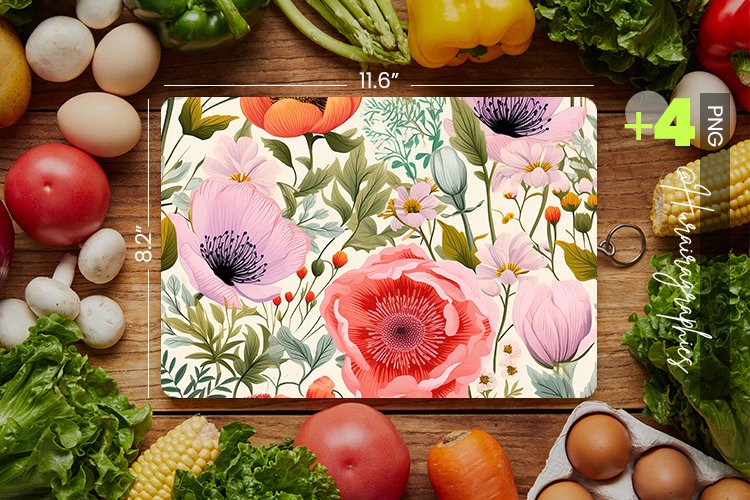 Spring Floral Cutting Board Design - 04 Variations