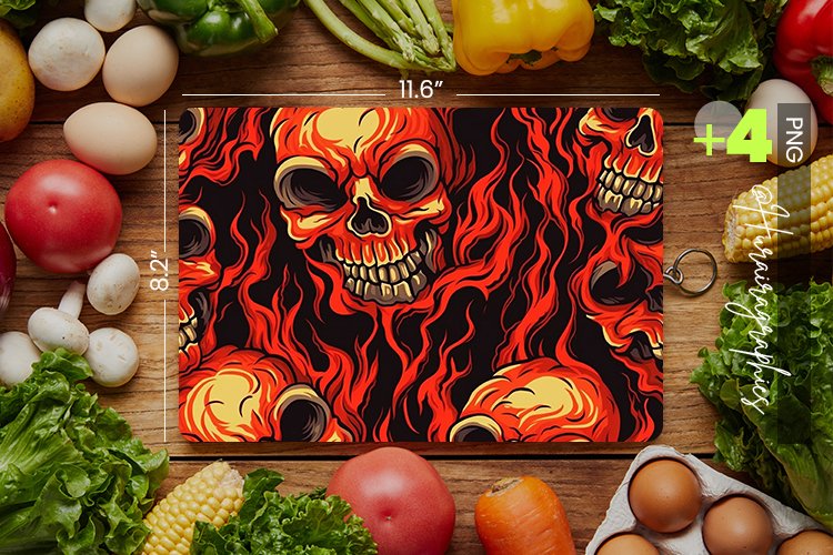 Scary Skulls Cutting Board Design - 04 Variations