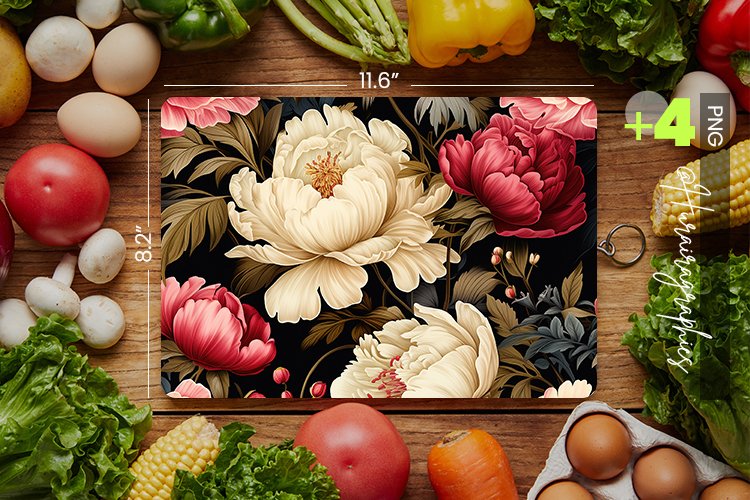 Peonies Flower Cutting Board Design - 04 Variations