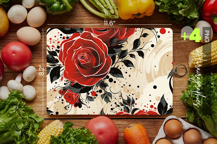 Painted Rose Cutting Board Design - 04 Variations