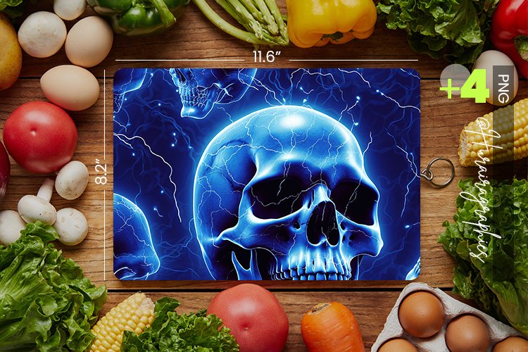 Neon Skulls Cutting Board Design - 04 Variations