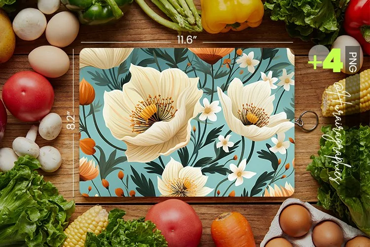 Spring Floral Cutting Board Design - 04 Variations