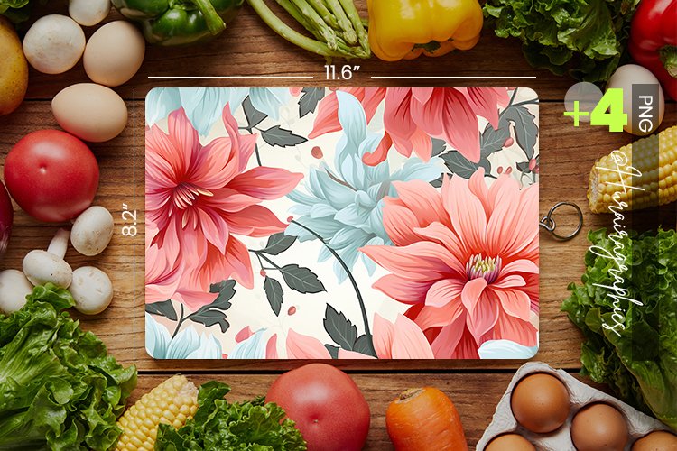 Pastel Flowers Cutting Board Design - 04 Variations