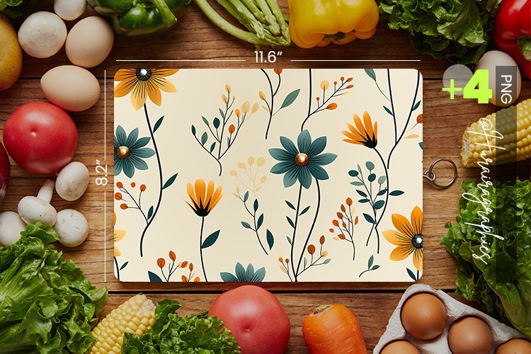 Seamless Flower Cutting Board Design - 04 Variations