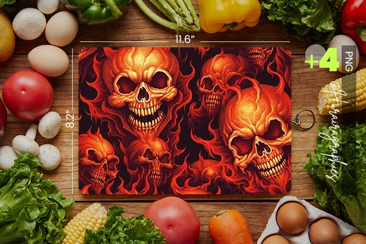 Scary Skulls Cutting Board Design - 04 Variations