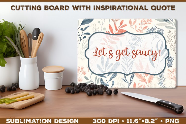 Botanical Pattern Kitchen Cutting Board Sublimation Design