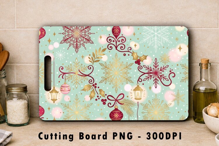 Festive Christmas Snowflakes Cutting Board PNG example image 1