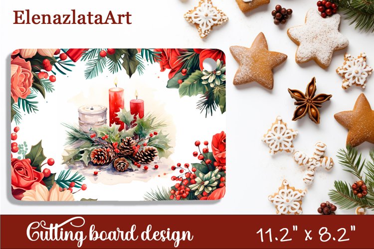 Sublimation cutting board winter flowers, Sublimation Winter