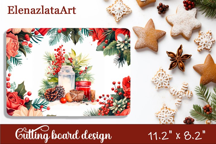 Sublimation cutting board winter flowers, Sublimation Winter