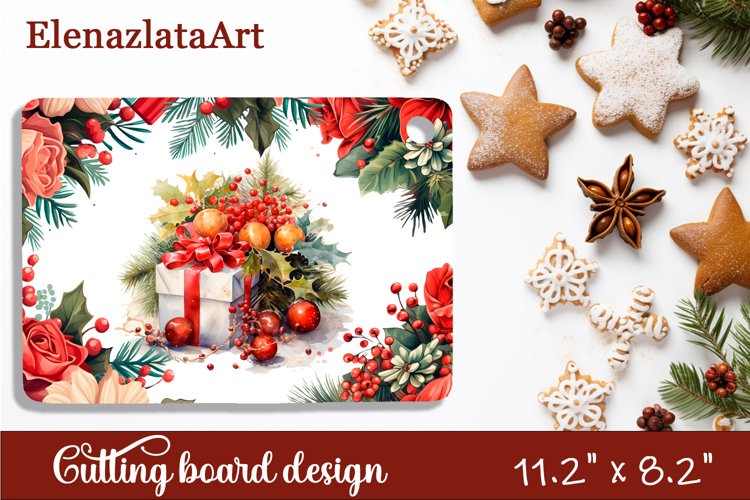 Sublimation cutting board winter flowers, Sublimation Winter