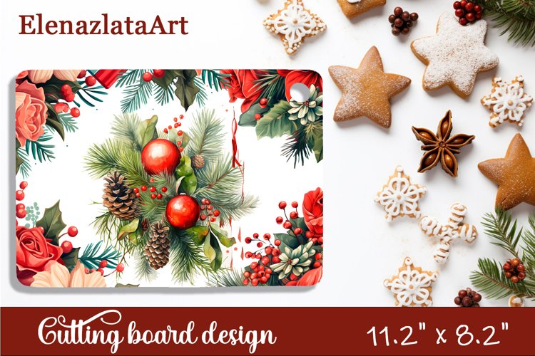 Sublimation cutting board winter flowers, Sublimation Winter