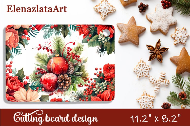 Sublimation cutting board winter flowers, Sublimation Winter