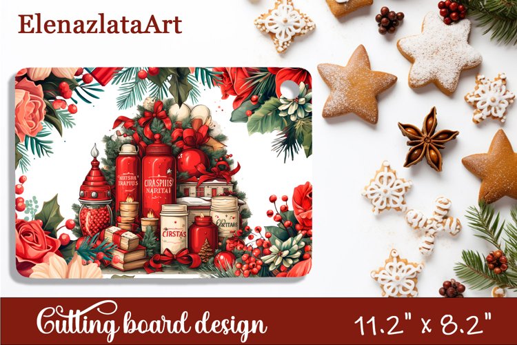 Sublimation cutting board winter flowers, Sublimation Winter