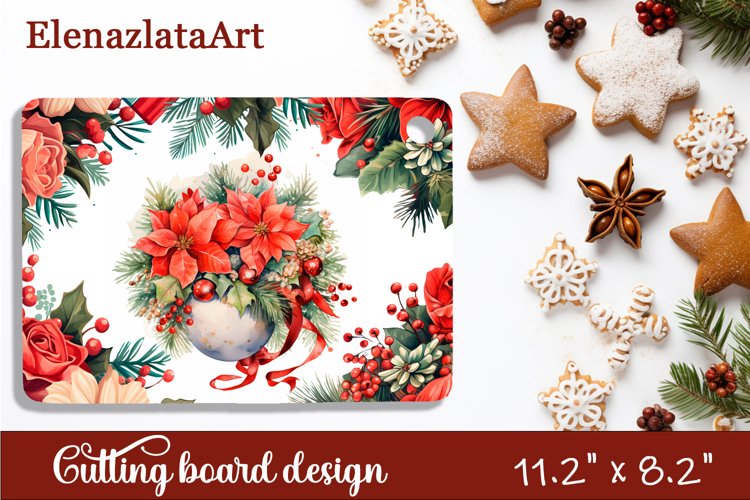 Sublimation cutting board winter flowers, Sublimation Winter