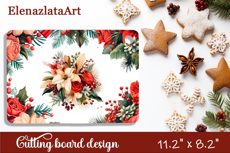Sublimation cutting board winter flowers, Sublimation Winter