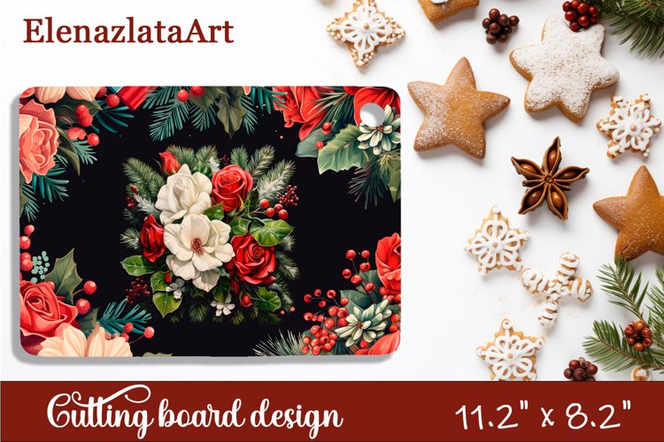 Sublimation cutting board winter flowers, Sublimation Winter
