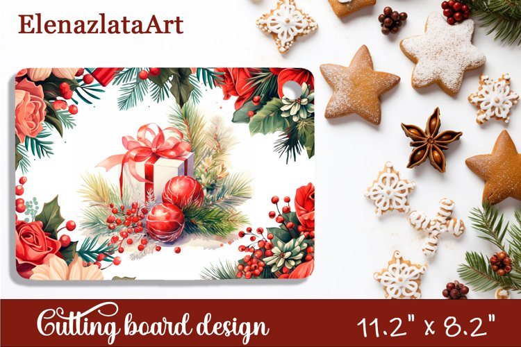 Sublimation cutting board winter flowers, Sublimation Winter