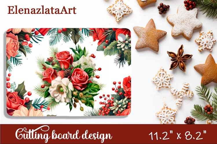 Sublimation cutting board winter flowers, Sublimation Winter
