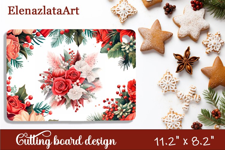 Sublimation cutting board winter flowers, Sublimation Winter