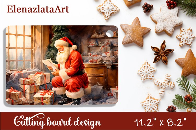 Sublimation cutting board Santa Claus, Sublimation Winter example image 1