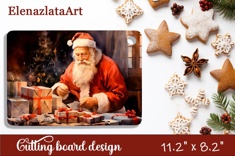 Sublimation cutting board Santa Claus, Sublimation Winter example image 1