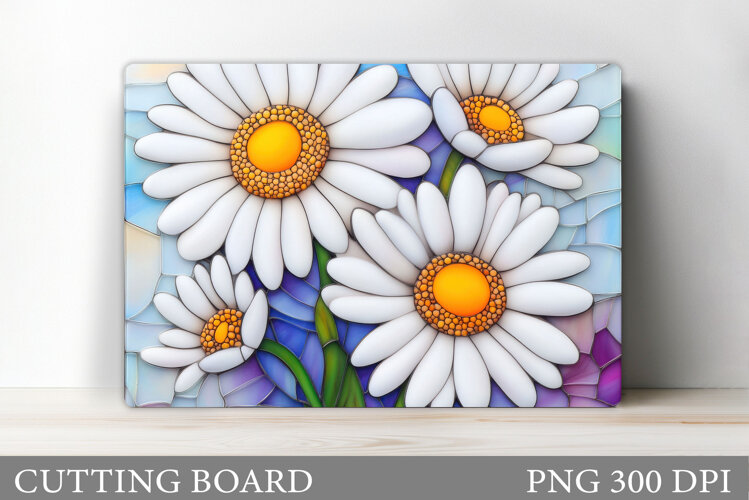 Daisy Flowers Cutting Board. Flowers Kitchen Cutting Board example image 1