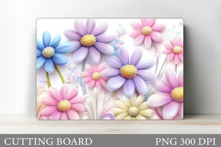 Daisy Flowers Cutting Board. Flowers Kitchen Cutting Design
