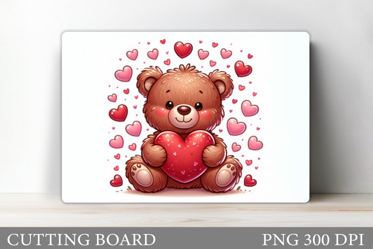 Valentines Bear Cutting Board. Valentines Cutting Board example image 1