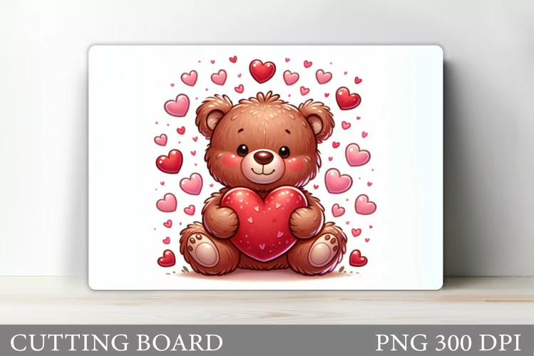 Valentines Bear Cutting Board. Valentines Cutting Board