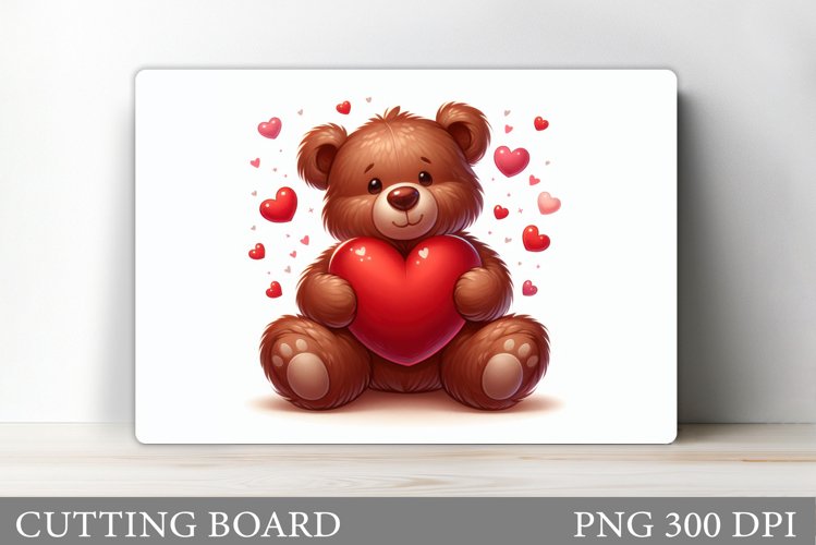 Valentines Bear Cutting Board. Valentines Cutting Board example image 1