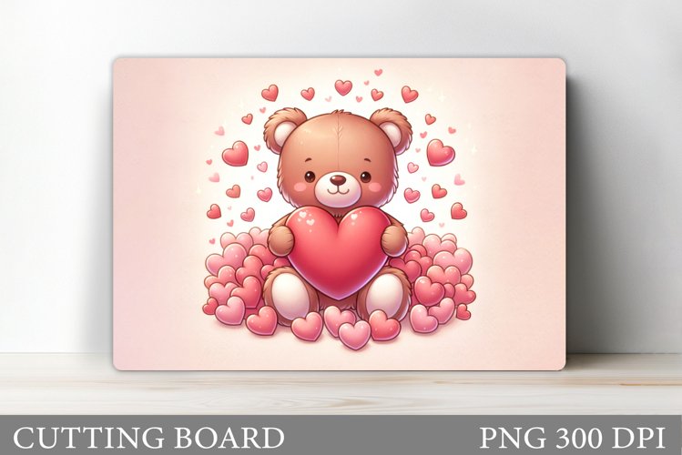 Valentines Bear Cutting Board. Valentines Cutting Board example image 1