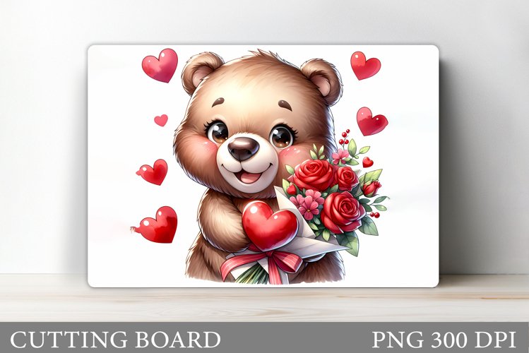 Valentines Bear Cutting Board. Valentines Cutting Board example image 1