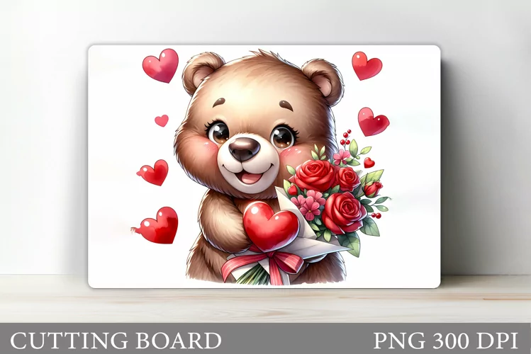 Valentines Bear Cutting Board. Valentines Cutting Board